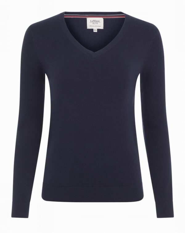 Elite Ladies V-Neck Jumper Navy - Image 4