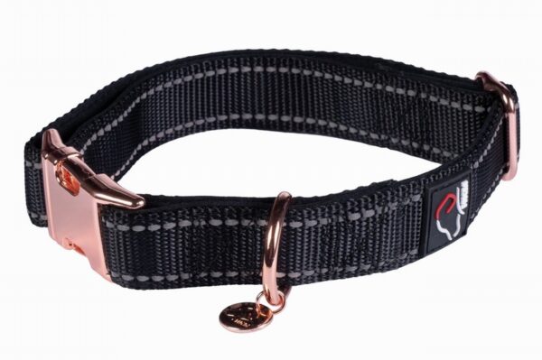 HKM Dog collar - Anam Cara- Nylon Black/Rose Gold