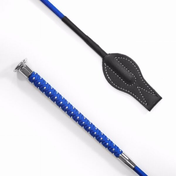 KM Elite Silver Braided Junior Whip Royal Blue
