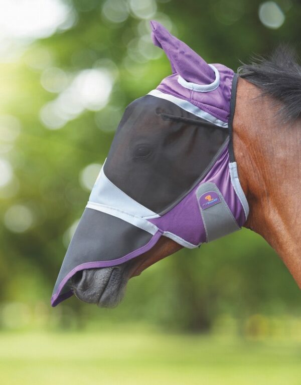 Deluxe Fly Mask With Ears & Nose PURPLE COB